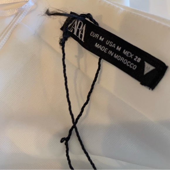 Zara NWT white midi strapless column dress with side rouching and back slit Med - Picture 11 of 12